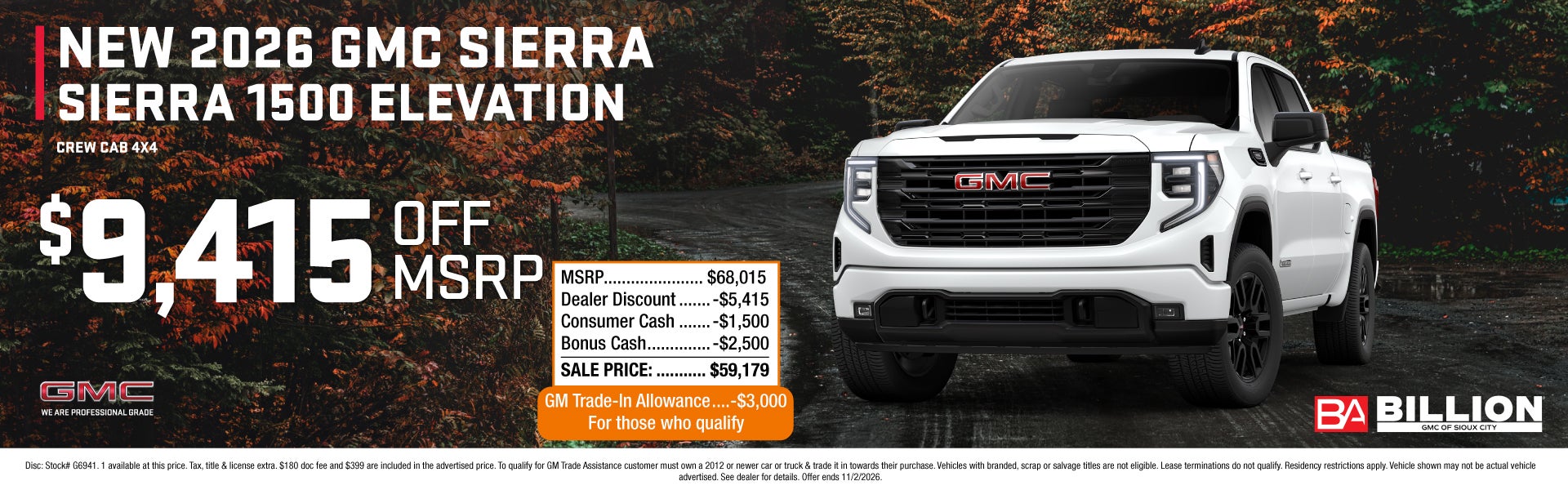 NEW 2026 GMC SIERRA 1500 ELEVATION CREW CAB