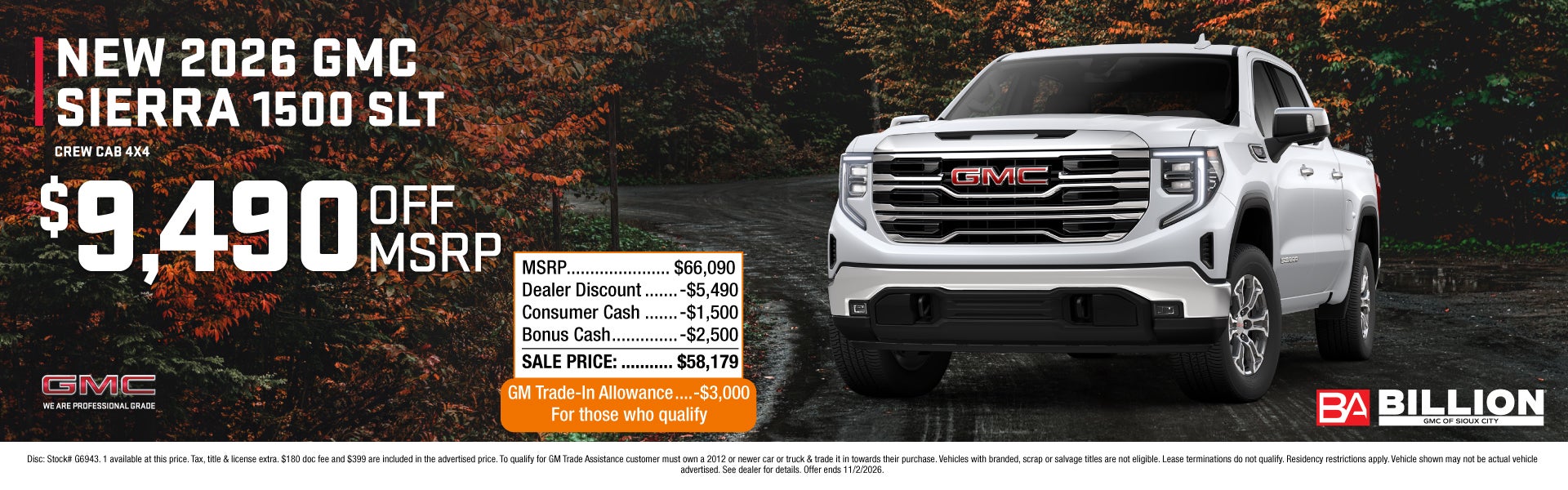 NEW 2026 GMC SIERRA 1500 SLT CREW CAB